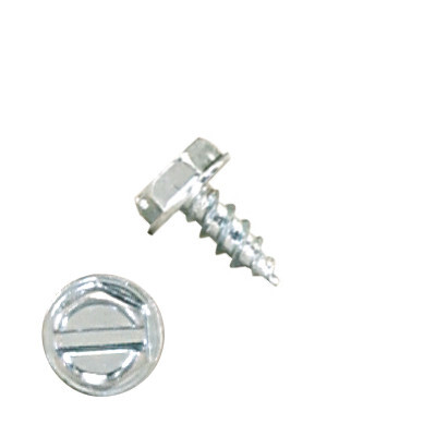 P1000H1S060632 6 X 3/8" Self-Piercing Screws, 1/4" IHWH Sl, Steel Zinc Plated, Colonial White