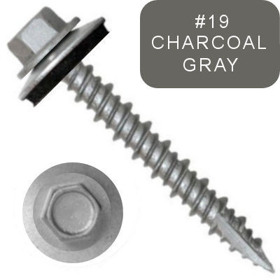 P1411N4U122419 #12-15 X 1-1/2 Self-Piercing Screw, 1/4"Tall IHWH Wide Usl, Fil, Seal, HiLo, T17, Cer Silv, Charcoal