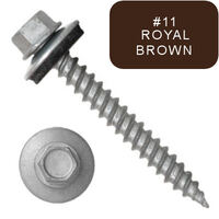 P1011N5U093211 9 X 2" Self-Piercing Screws, 1/4" Tall IHWH Unsl, Fil, Sealing Wash, Cer Silver 1000Hr, Royal Brown