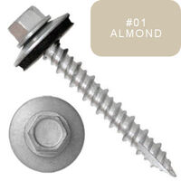 P1411N5U102401 #10-16 X 1-1/2 Self-Piercing Screw, 1/4" Tall IHWH Wide Usl, Fil, Seal, HiLo, T17, Cer Silv, Almond