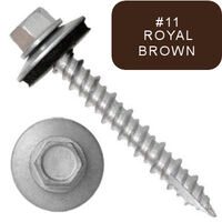 P1411N5U101611 #10-16 X 1 Self-Piercing Screw, 1/4" Tall IHWH Wide Usl, Fil, Seal, HiLo, T17, Cer Silv, Royal Brn