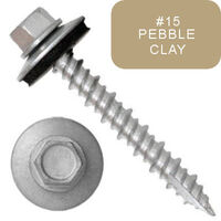 P1411N5U102415 #10-16 X 1-1/2 Self-Piercing Screw, 1/4"Tall IHWH Wide Usl, Fil, Seal, HiLo, T17, Cer Silv, Peb Clay