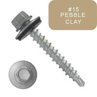 P3411N5U1024H115 #10-16 X 1-1/2 Self-Drilling Screws, 1/4" Tall IHWH Unsl, Filt, Seal, HiLo, Cer Silver, Pebble Clay