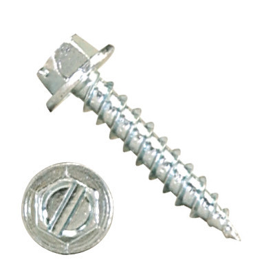 1000H3S1020 #10-12 X 1-1/4 Self-Piercing Screws, 1/4" Tall IHWH Wide Washer Slotted, Steel Zinc Plated