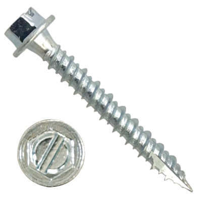 1400H4S1032 #10-16 X 2 Self-Piercing Screws, 1/4" IHWH Wide Slot, Fillet, Hi-Lo, T-17 Pt, Steel Zinc Plated