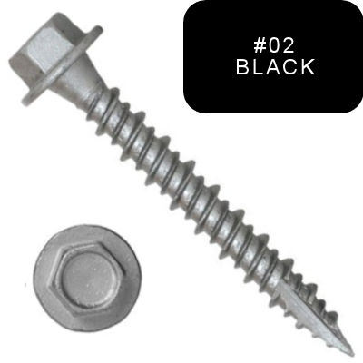 P1411H4U101602 #10-16 X 1 Self-Piercing Screws, 1/4" Tall IHWH Wide Unsl, Fillet, Hi-Lo, T17, Cer Silver, Black