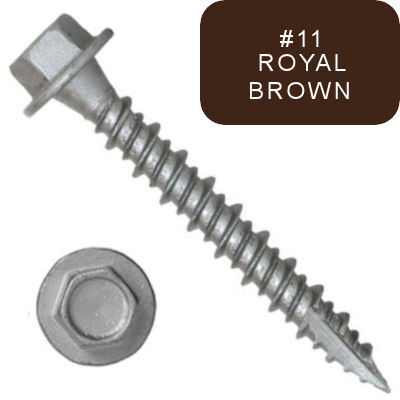 P1411H4U102411 #10-16 X 1-1/2 Self-Piercing Screws, 1/4" Tall IHWH Wide Unsl, Fil, Hi-Lo, T17, Cer Silv, Royal Brn