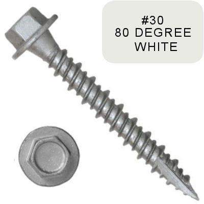 P1411H4U101630 #10-16 X 1 Self-Piercing Screws, 1/4" Tall IHWH Wide Unsl, Fillet, Hi-Lo, T17, Cer Silver, White