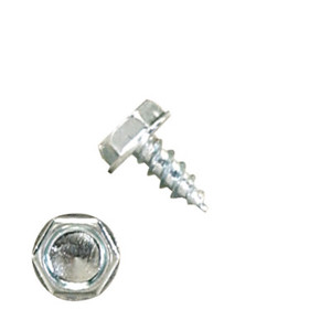 P1000H1U060630 6 X 3/8" Self-Piercing Screws, 1/4" IHWH Unsl Steel Zinc Plated, White