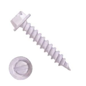 1010H3S1016 #10-12 X 1 Self-Piercing Screws, 1/4" Tall IHWH Wide Washer Slotted, Carbon Steel, Ceramic White