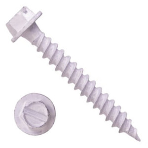1010H4S1024 #10-12 X 1-1/2 Self-Piercing Screws, 1/4" Tall IHWH Wide Washer Slotted, Fillet, Steel Ceramic White