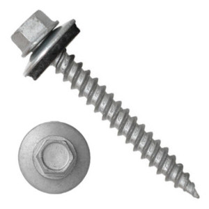 1011N5U0916 #9-15 X 1 Self-Piercing Screws, 1/4" Tall IHWH Unslotted, Fillet, Sealing Washer, Steel Ceram Silver