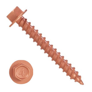 10MCH3U1032 #10-12 X 2 Self-Piercing Screws, 1/4" Tall IHWH Wide Washer Unslotted, 410 Stainless, Copper Plated