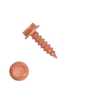10SCH1U0808 #8-15 X 1/2 Self-Piercing Screws, 1/4" IHWH Unslotted, 18-8 Stainless, Copper Plated